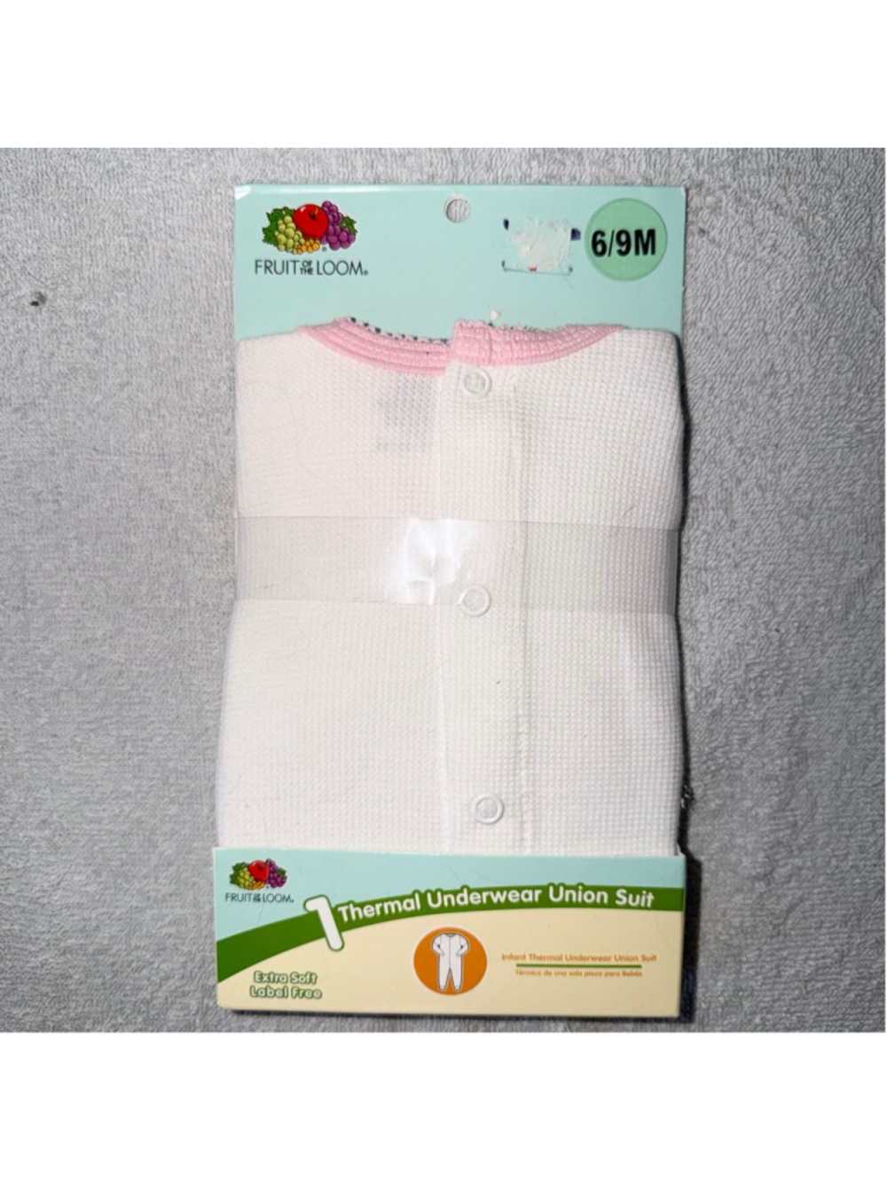 NOS Infant 6/9M 2011 Fruit Of The Loom Infant Thermal Underwear Union Suit